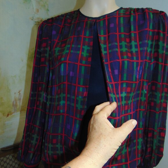 Vintage Anne Crimmins For Umi Collections Blouse Silk Abstract Geometric 10 Boho - Picture 4 of 12